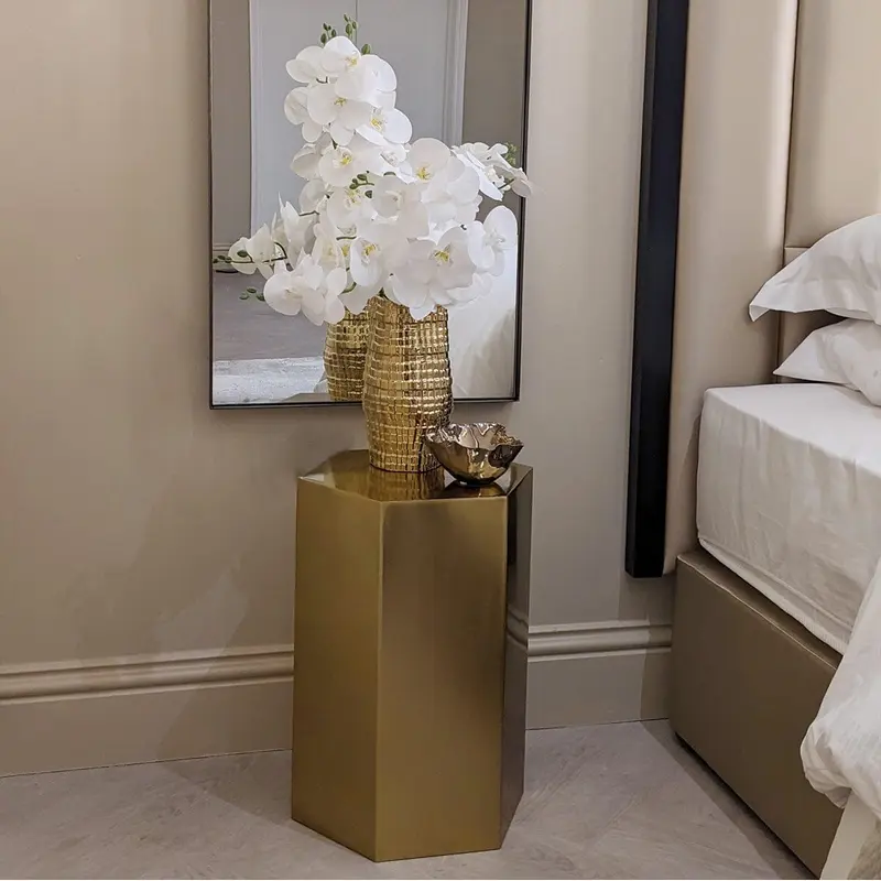 Trillionaire Large Hexagonal Gold Side Table