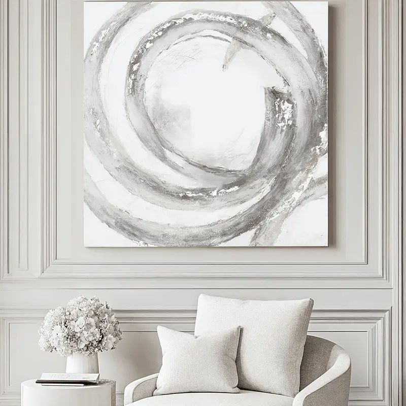 Trixie Large Silver & Grey Abstract Painted Canvas Wall Art