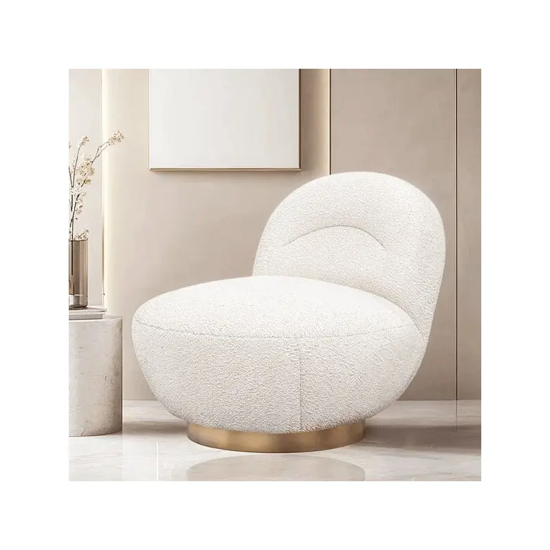 Tula Cream Upholstered Boucle Accent Chair with Gold Base
