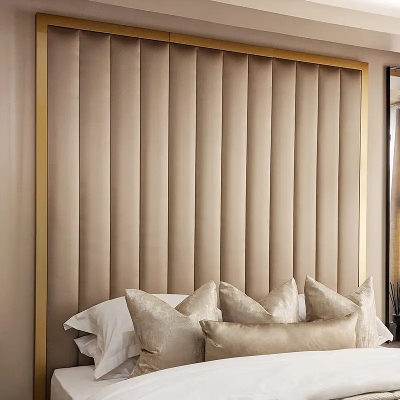 Valentina Serena Hazel Satin & Gold Luxury Channelled Headboard