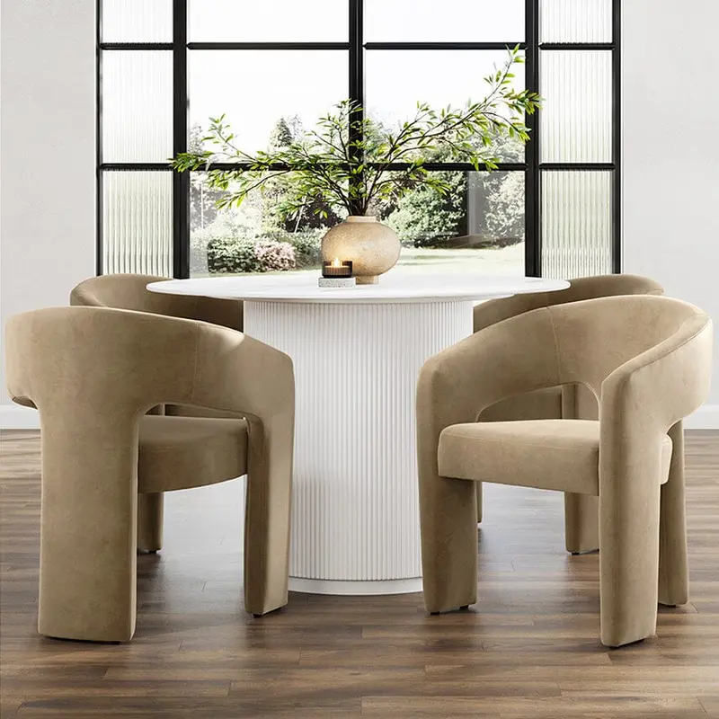 Valross Curved Back Taupe Velvet Accent Chair