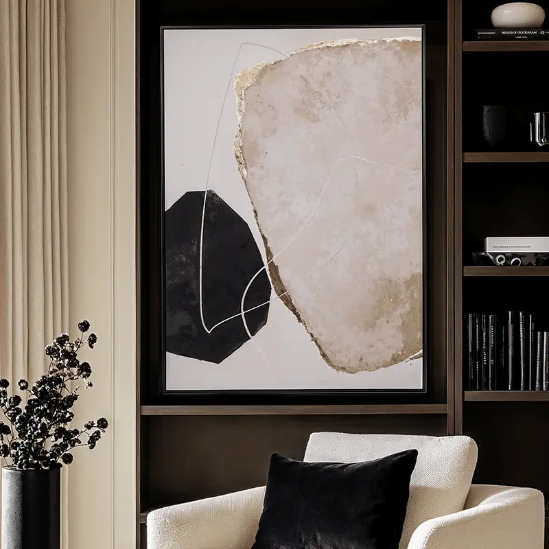 Zola Large Framed Neutral & Black Canvas Wall Art