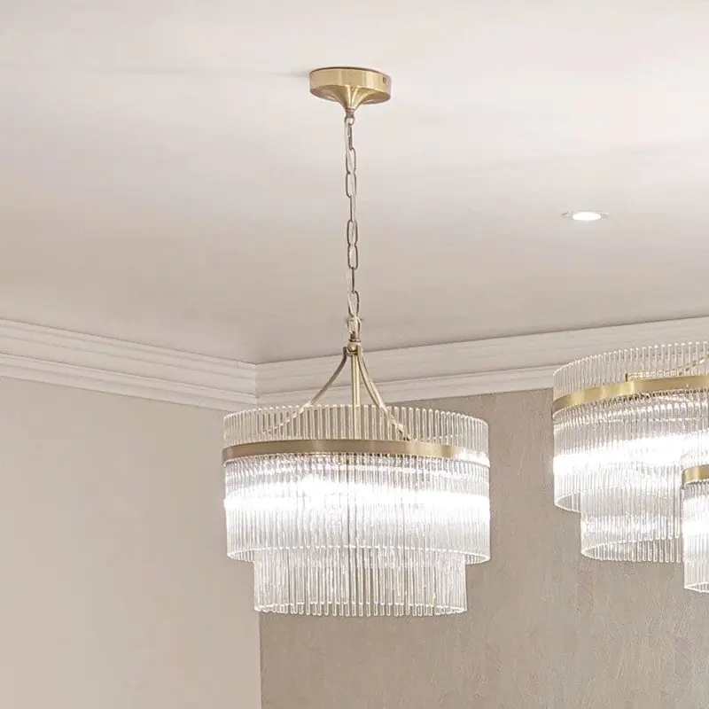 Abella 3 Light Gold & Glass Pendant Ceiling Light