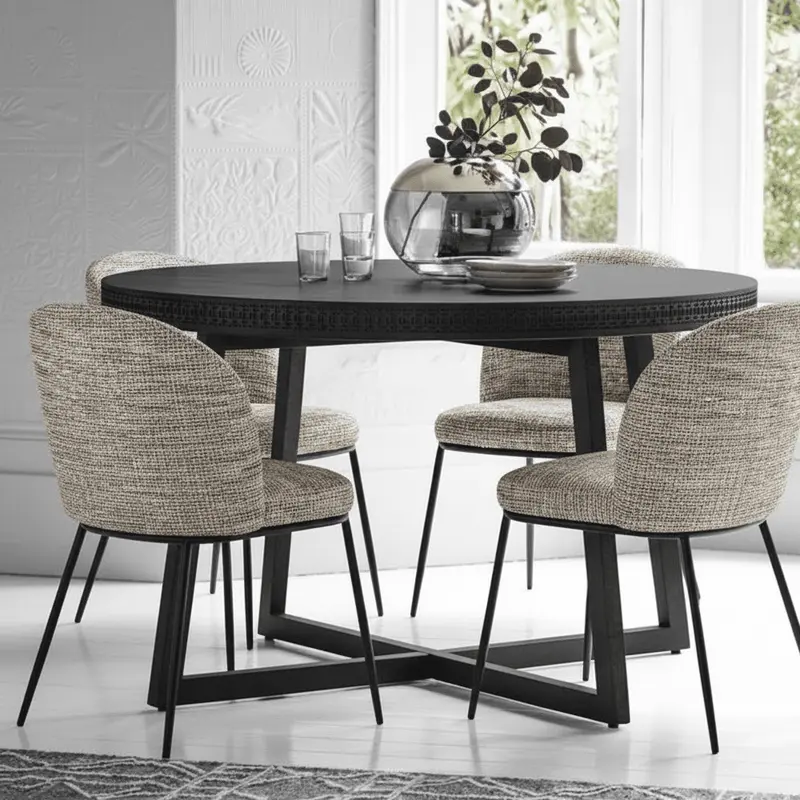 Adelyn Round Black Wooden Dining Table