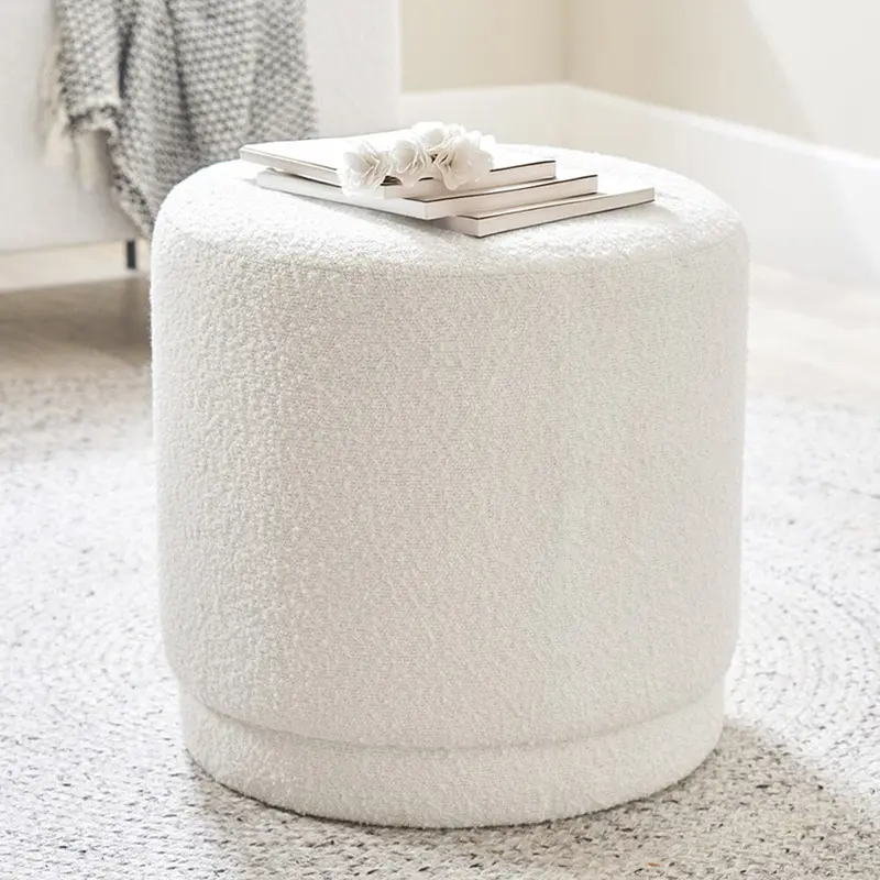 Alora Ivory Boucle Pouffe