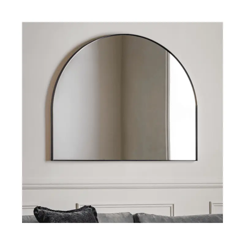 Arian Black Large Overmantle Arched Mirror