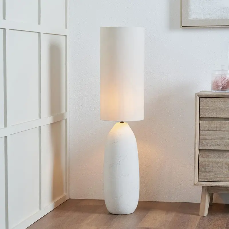 Aura White Textured Ceramic Floor Lamp
