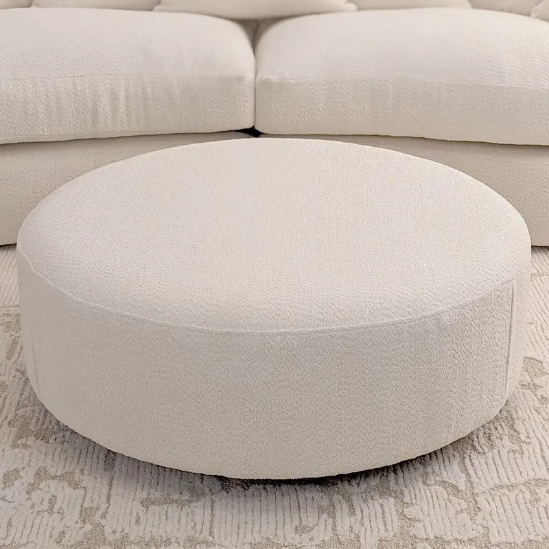 Aurelia Cream Boucle Curved Footstool