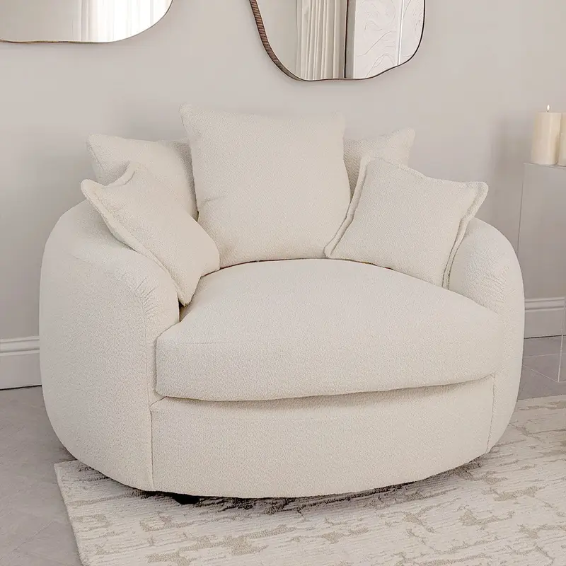 Aurelia Cream Boucle Curved Pillowback Love Seat