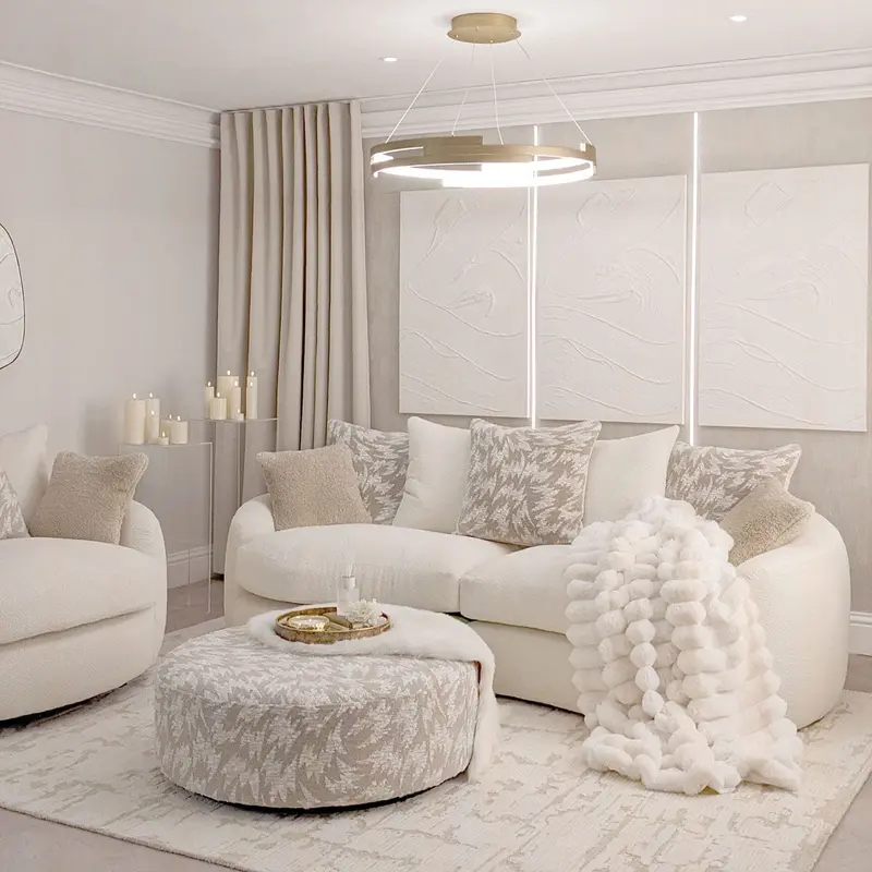 Aurelia Cream Boucle Curved Pillowback Sofa Range