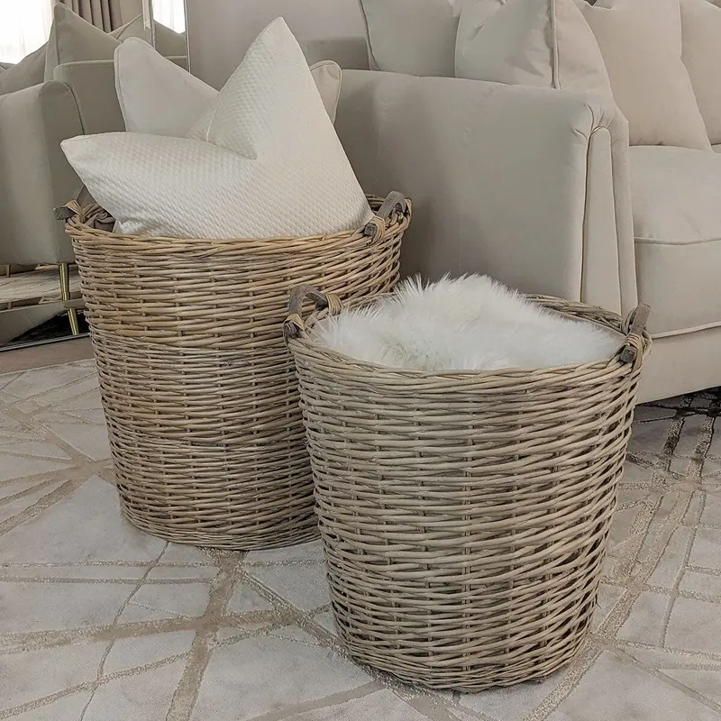 Brynn Large Decorative Wicker Baskets - Set of 2