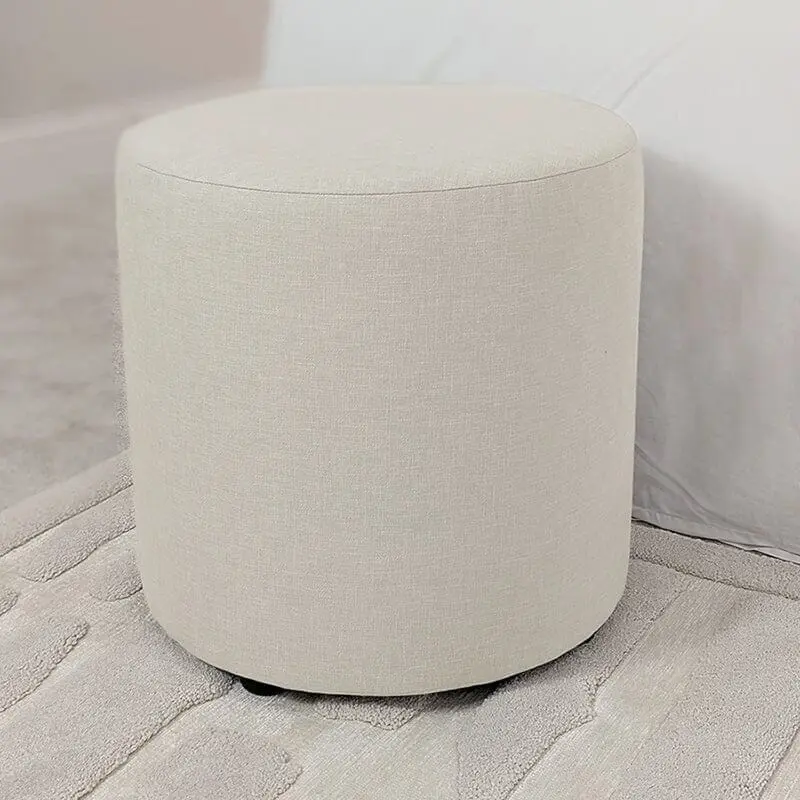 Chambray Ash Greige Round Footstool