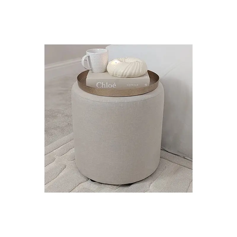 Chambray Oyster Round Stool