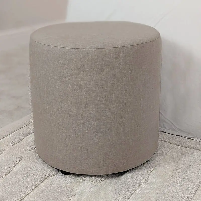 Chambray Warm Grey Round Footstool