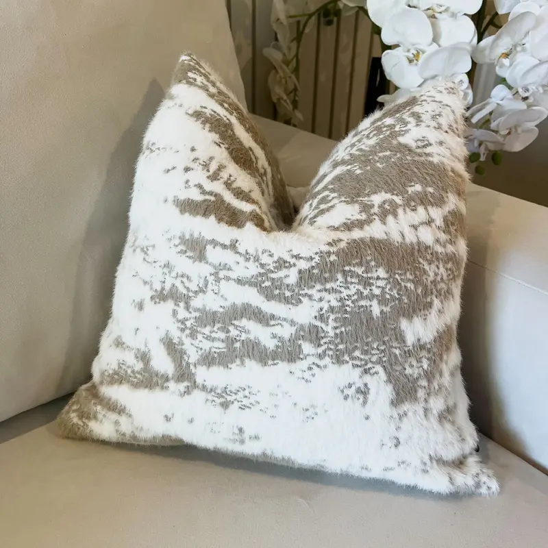Comallo Faux Fur Neutral Two-Toned Cushion - 43x43cm