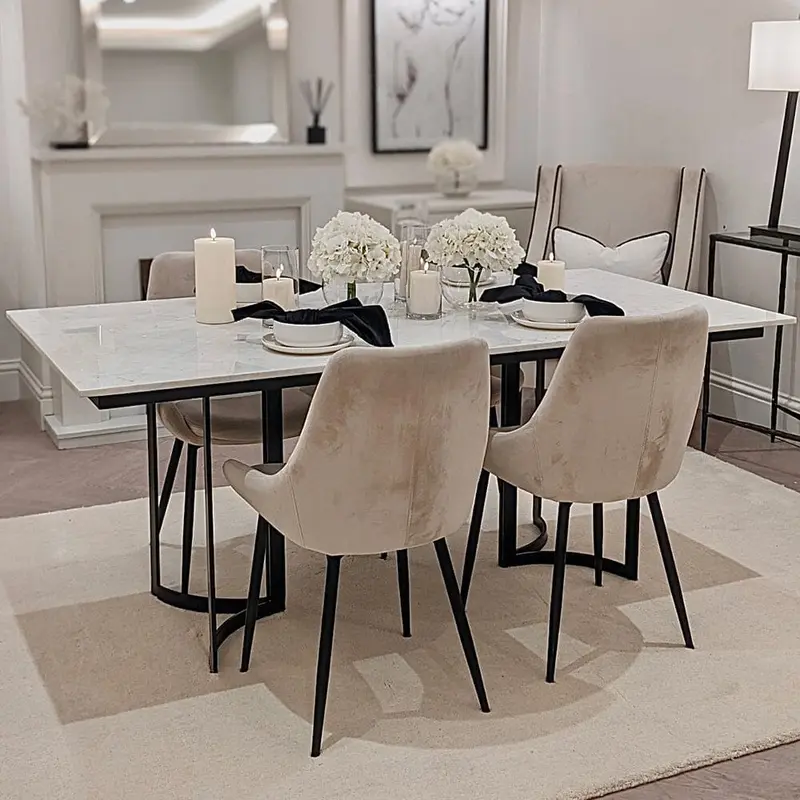 Corazi Marble and Black Dining Table