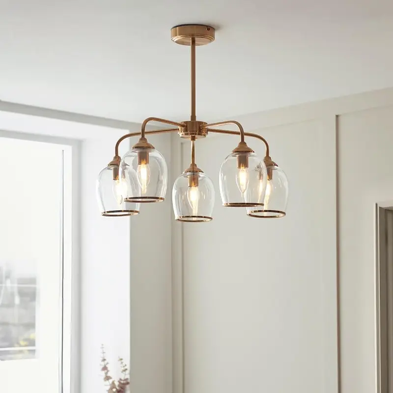 Eloise Brushed Brass 5 Light Ceiling Light