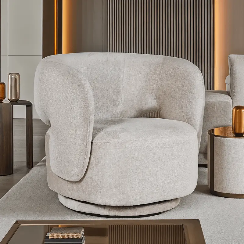 Emily Mink Luxury Upholstered Swivel Chair
