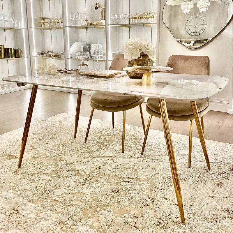 Gia Marble and Gold Dining Table