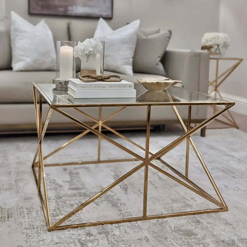 In Stock - Romaro Premium Abstract Gold Coffee Table