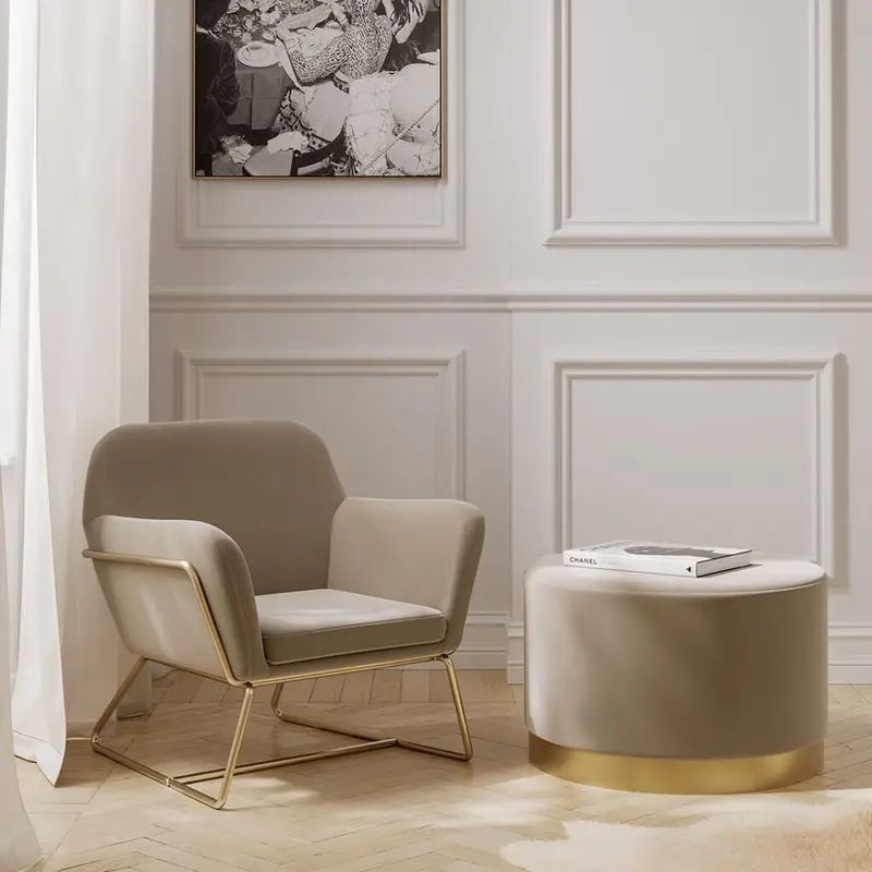 Jaycee Beige & Gold Accent Chair