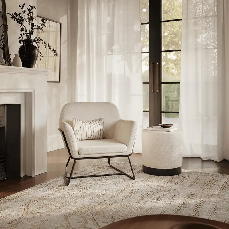 Jaycee Cream Boucle & Black Accent Chair