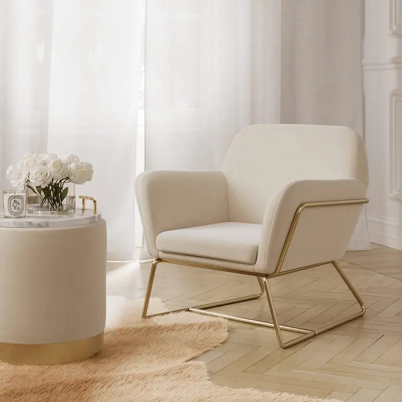 Jaycee Cream & Gold Accent Chair