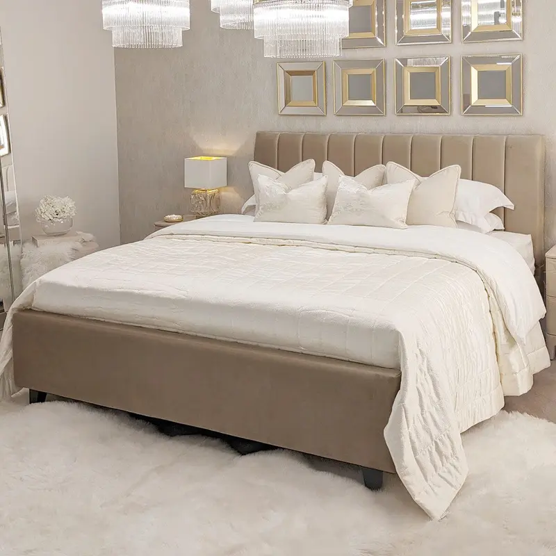 Jessabelle Luxury Coffee Velvet Panelled Bed