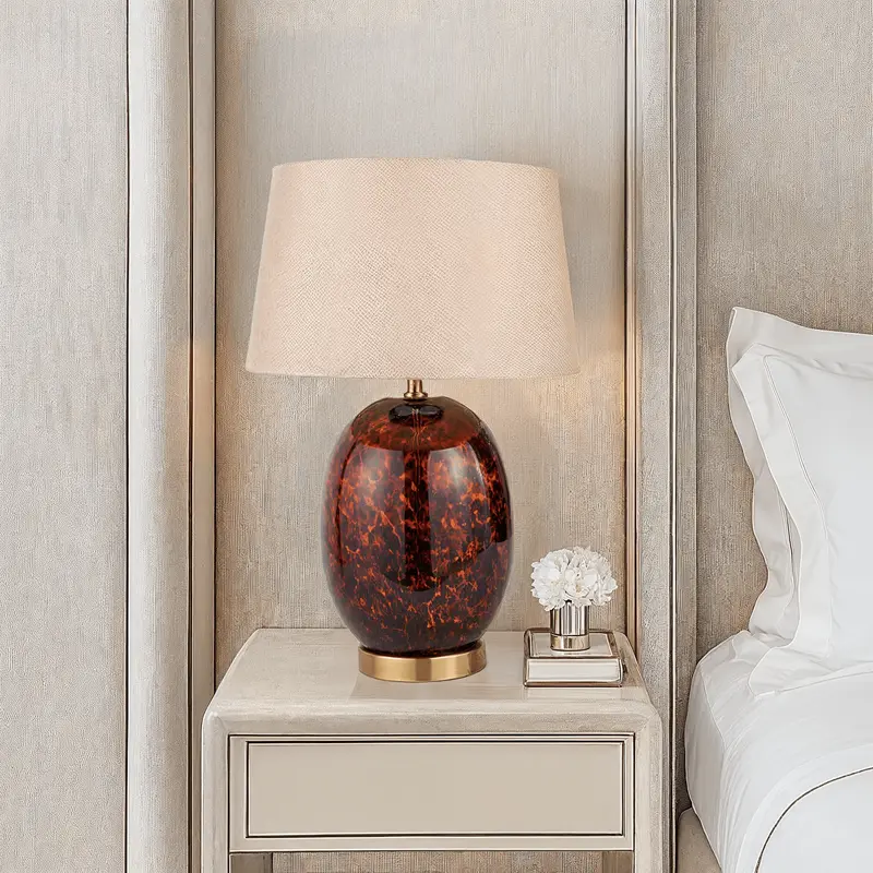 Jomelle Tortoiseshell Tall Glass Table Lamp