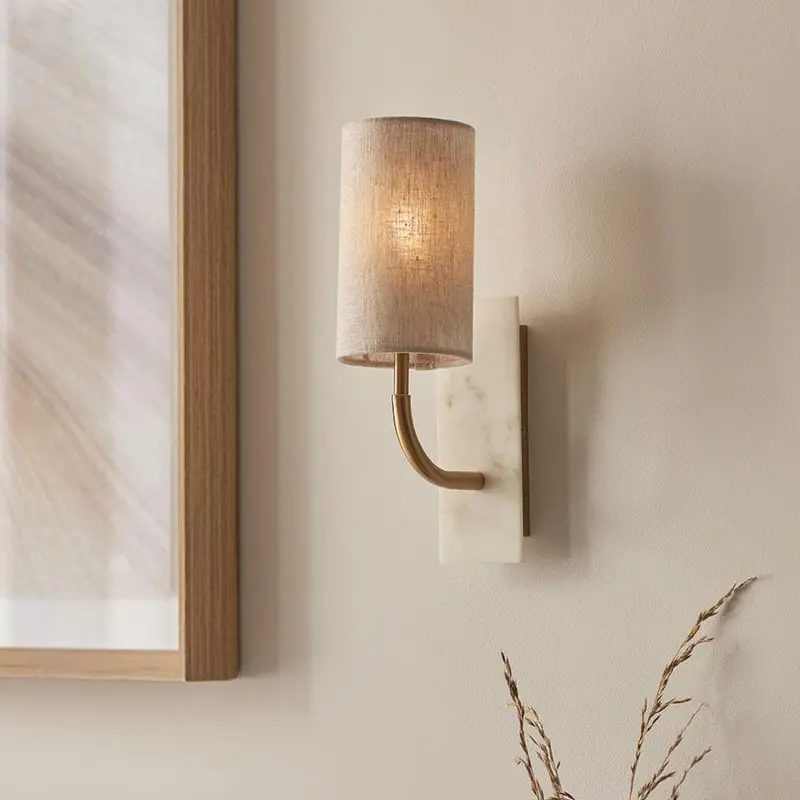 Nerosa Gold & White Marble Curved Arm Wall Light