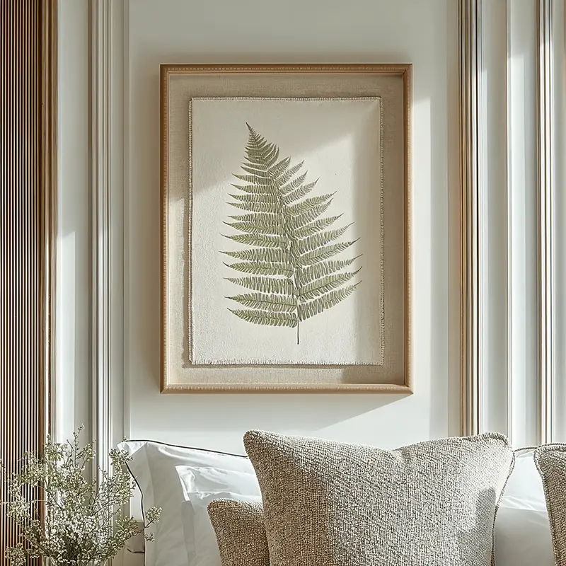 Nia Sage Green Bracken Leaf Print Framed Wall Art