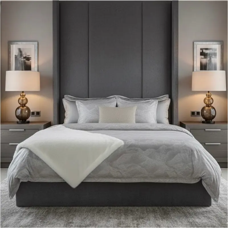 Petunia Grey & Silver Cloud Print Duvet Set