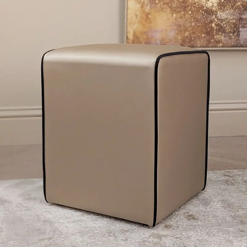 Serena Hazel Satin Stool with Black Piping