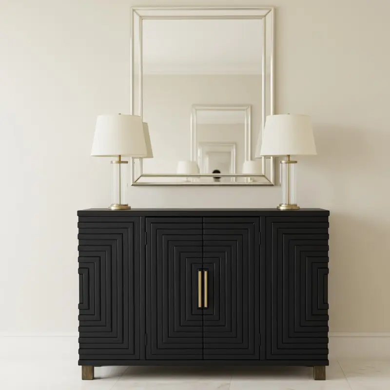 Shelin Black 2 Door Sideboard with Gold Handles