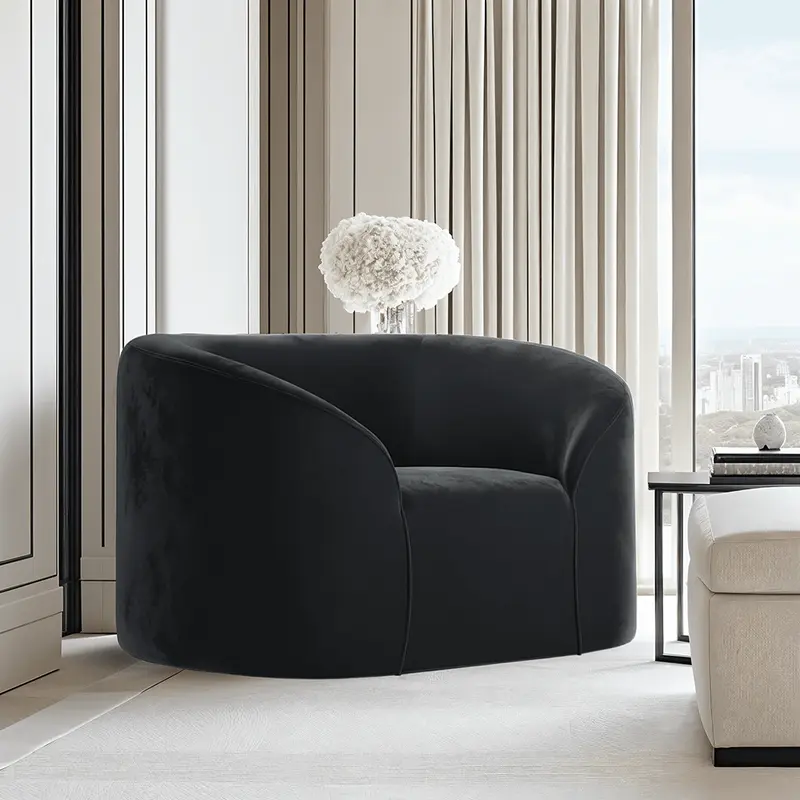Tadley Black Velvet Curved Accent Chair