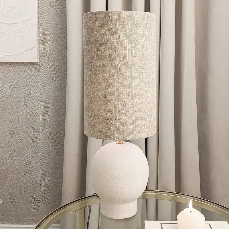 Vitality Sandstone Marble Lamp with Linen Shade