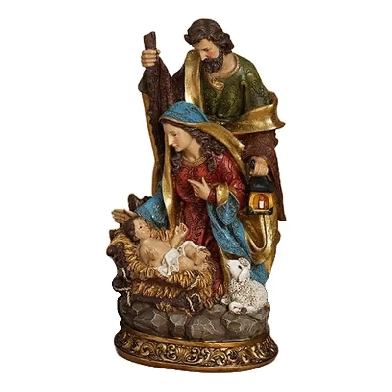 11" Nativity Manger Scene Resin Decorative Accent
