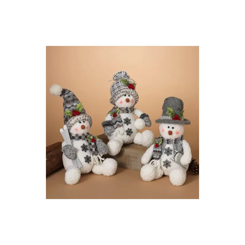 12" Plush Holiday Sitting Snowman