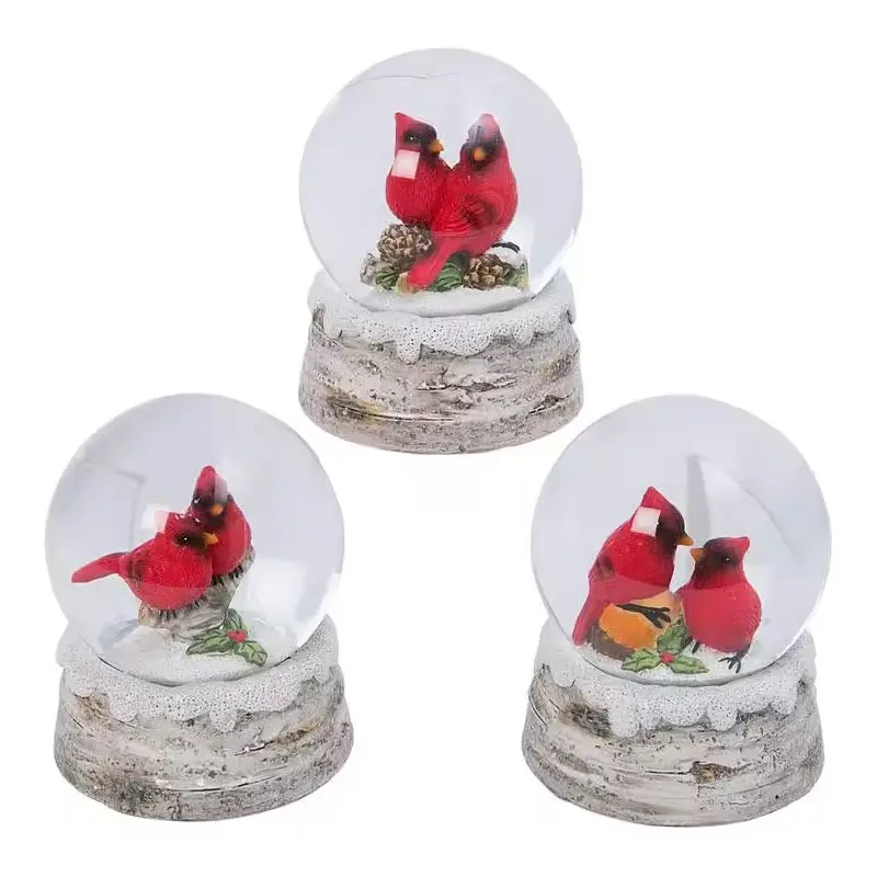 4.3" Cardinal Water Globe Winter Decoration