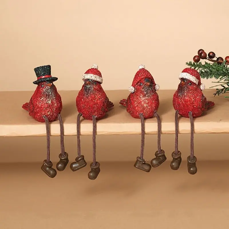 6" Resin Holiday Cardinal Shelf Sitter