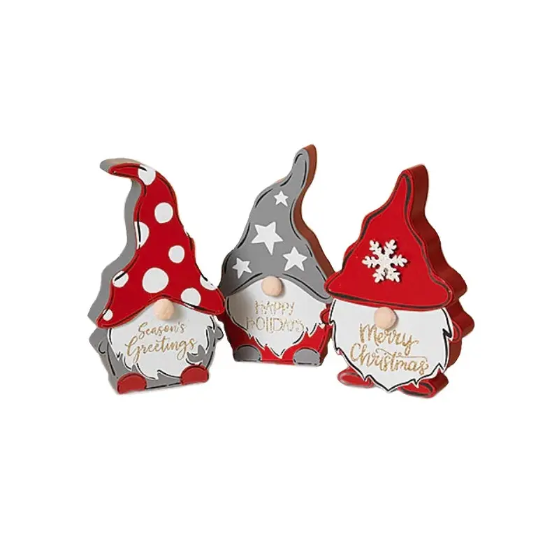 7.8" Wooden Christmas Gnome Block Sign