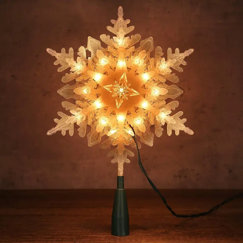 9.25" Pre-Lit Glitter Snowflake Tree Topper