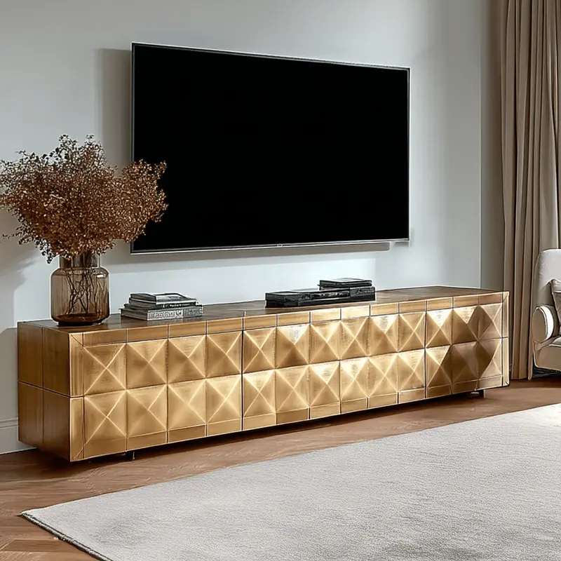 Abitha Luxury Brushed Gold 4 Door TV Unit