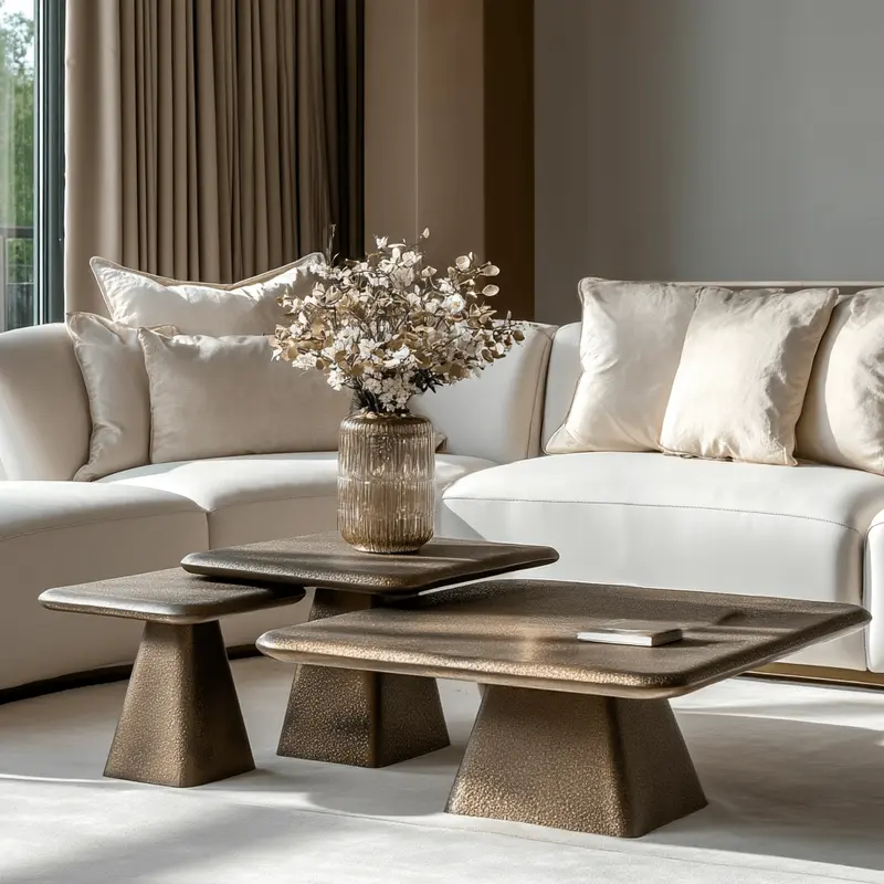 Ambrisse Antique Bronze Coffee Tables- Set of 3