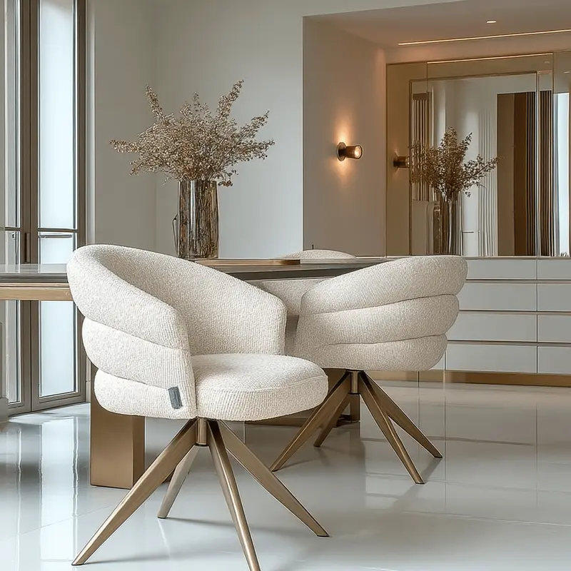 Ashley Vanilla Textured Swivel Dining Chair