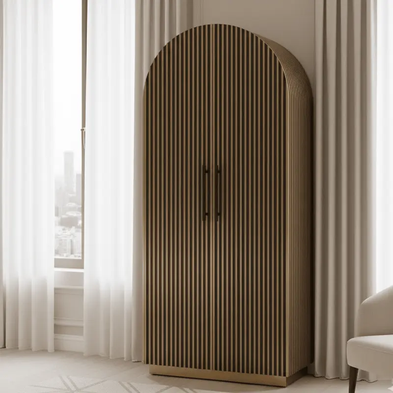 Catharinia Brushed Brass Arched Top Storage Cabinet