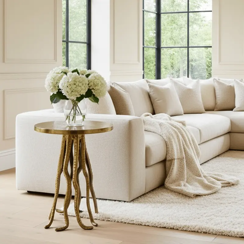 Cristella Brushed Gold Statement Side Table