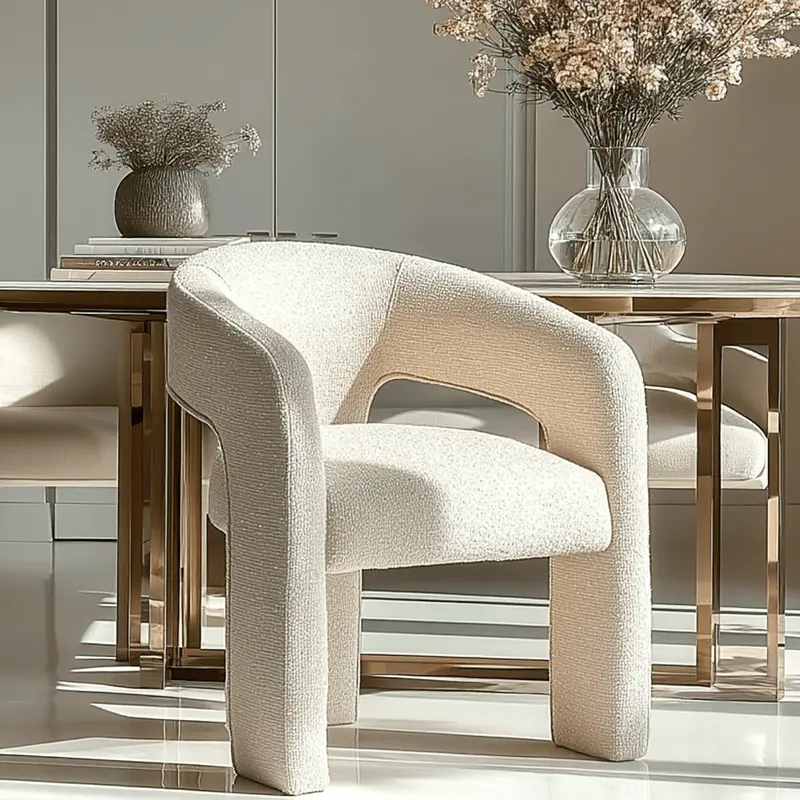 Grace Ecru Textured Curved Dining Chair