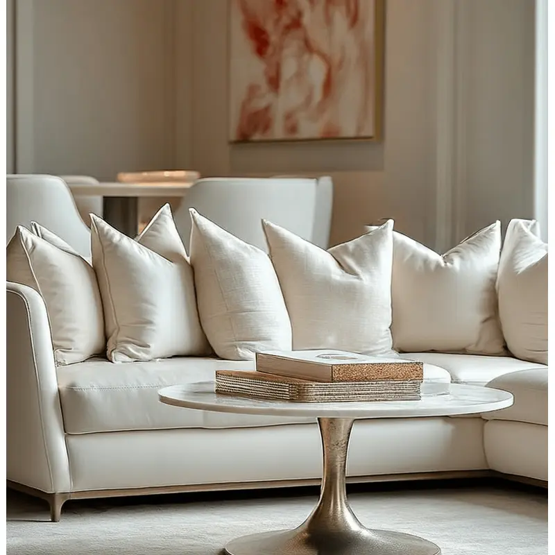 Karine Gold Coffee Table with White Marble Top