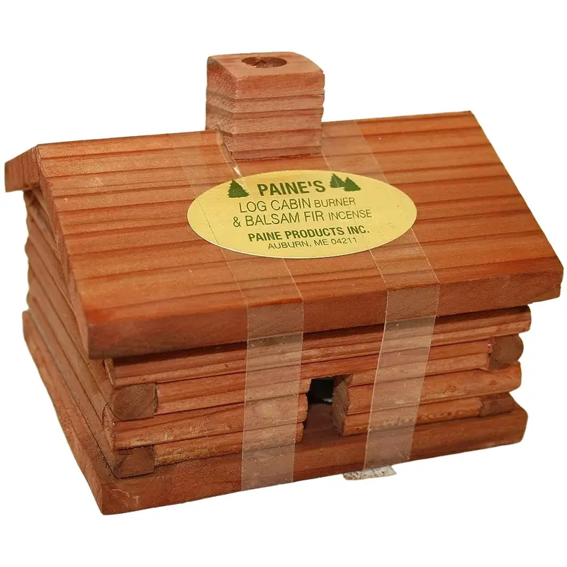 Large Log Cabin Incense Burner with 10 Pieces of Balsam Fir Incense Logs